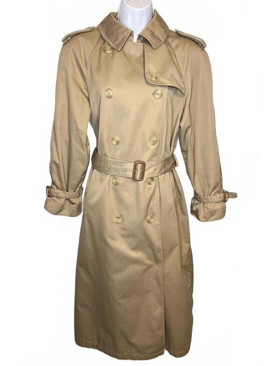 Evan Picone Jackets & Blazers - Vintage 90s Evan-Picone Preppy Trench Coat • Classic Tan • Patterned Lining-Med